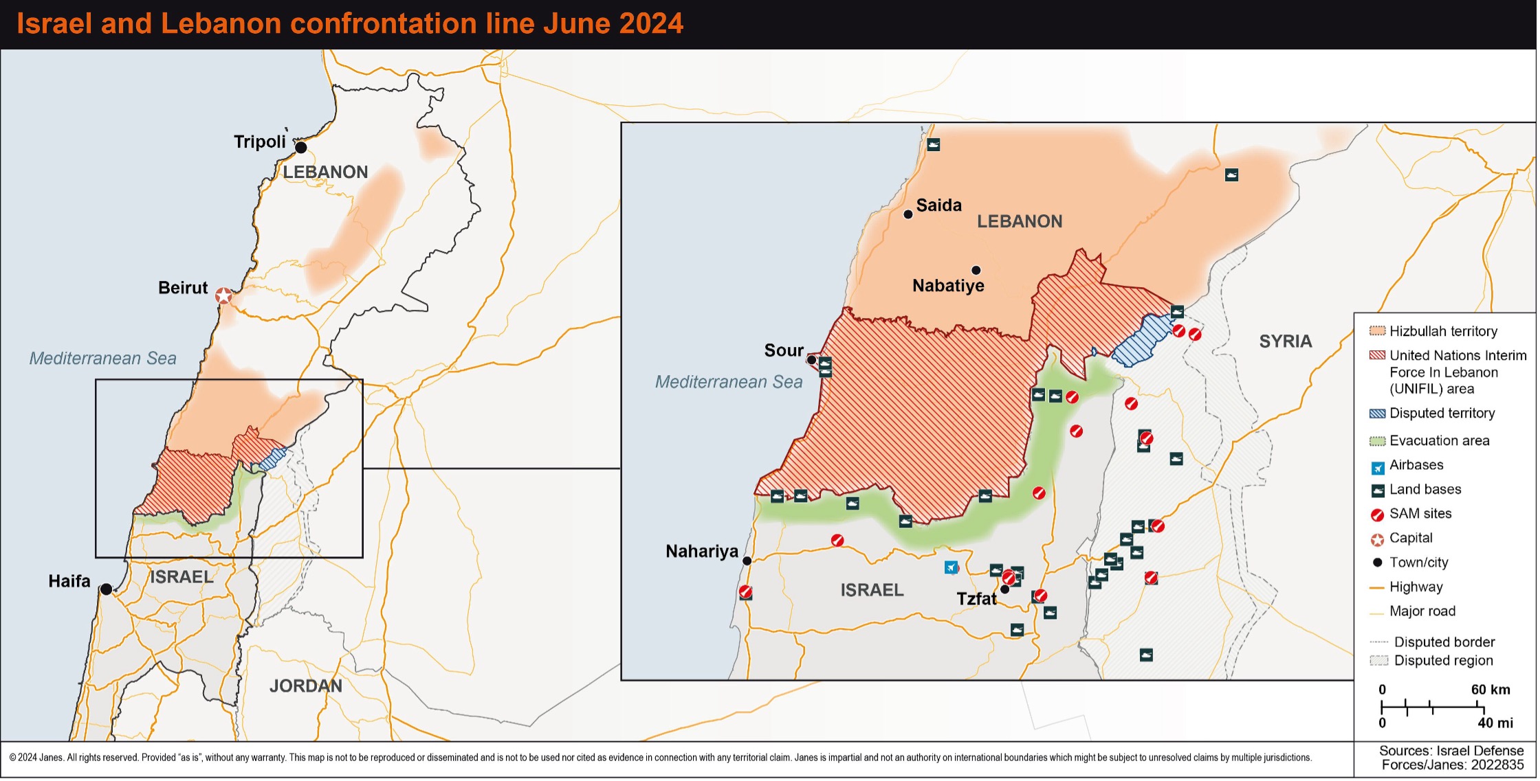Israel and Lebanon confrontation line June 2024