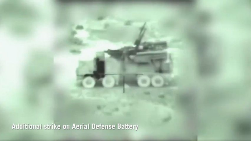 A still from missile seeker footage released by the IDF on 21 January shows a Syrian Pantsyr before it was hit. (Israel Defense Forces)