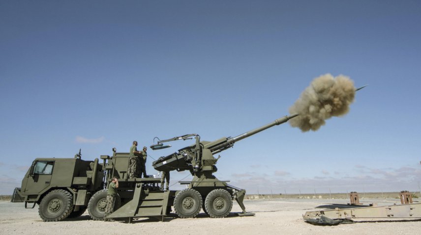 A T5-52 is seen in action at Overberg test range. (Denel Land Systems)