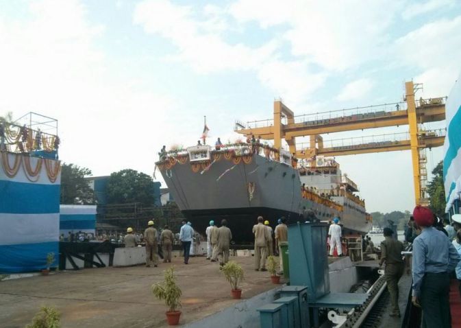 The sixth Mk IV LCU, seen here during its launch in 2016. (Indian Ministry of Defence.)