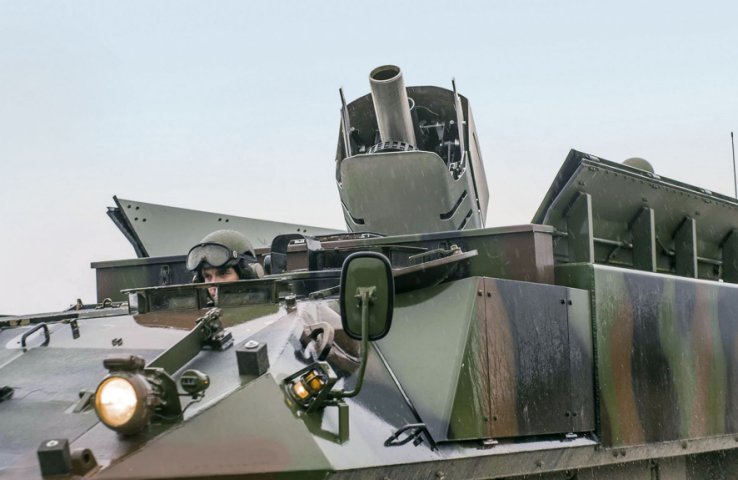 The RUAG Defence Cobra 120 mm smoothbore mortar system integrated into the rear of a GDLS-MOWAG Piranha 3+ 8×8 platform (RUAG Defence)