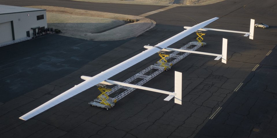 A photo of the Aurora Flight Sciences Odysseus high-altitude pseudo-satellite (HAPS) solar-powered autonomous unmanned aerial vehicle (UAV), taken earlier in 2019. A model was on display at the AAAA 2019 summit. (Aurora Flight Sciences)