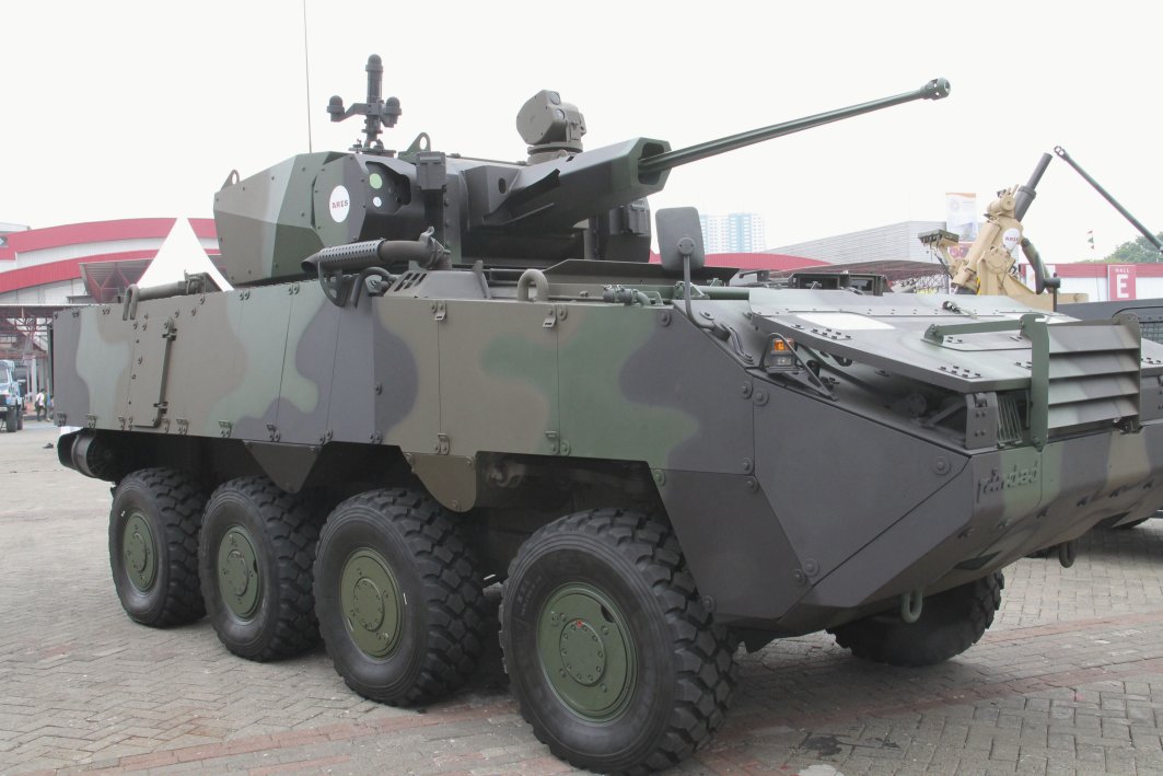 A Pandur II configured as an infantry fighting vehicle, seen here at the 2018 Indo Defence exhibition in Jakarta. (Christopher F Foss)