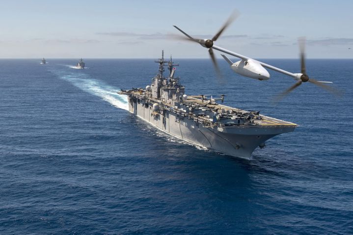 Bell’s V-247 Vigilant unmanned tiltrotor was designed in anticipation of a USMC requirement for a large, armed UAV capable of operating from ships. (Bell Helicopter)