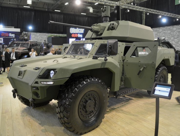 The Akrep IIe was displayed at the 2019 IDEF equipped for reconnaissance missions. (IHS Markit/Patrick Allen)