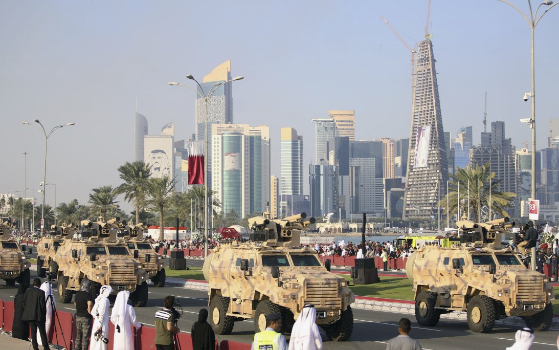 Serdar remote weapon stations are seen fitted to Ejder Yalçin vehicles during Qatar’s military parade on 18 December 2018. (Arif Akdogan/Anadolu Agency/Getty Images)