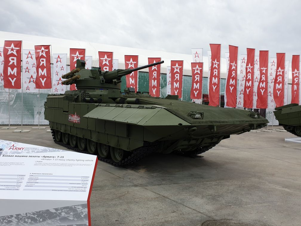 UVZ unveiled a new variant of the T-15 heavy IFV at Army 2019. (IHS Markit/Mark Cazalet)