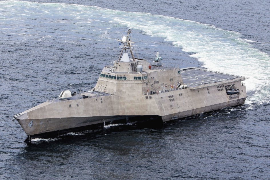 
        USS
        Coronado
        , seen here during its sea trials. A similar vessel to this type, USS
        Montgomery
        , has arrived at Changi Naval Base as part of plans to rotationally deploy the LCS in Singapore.
       (US Navy)