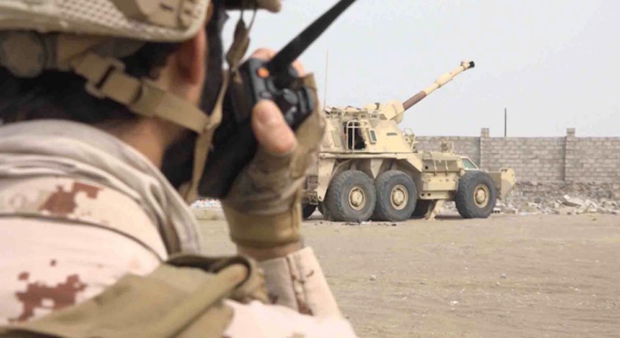 An Emirati G6 self-propelled howitzer is seen in a photograph released via the UAE's official news agency in June 2018, when the start of the Al-Hudaydah offensive was announced. The UAE was already planning to withdraw its forces at that time, according to an Emirati official. (Emirates News Agency (WAM))