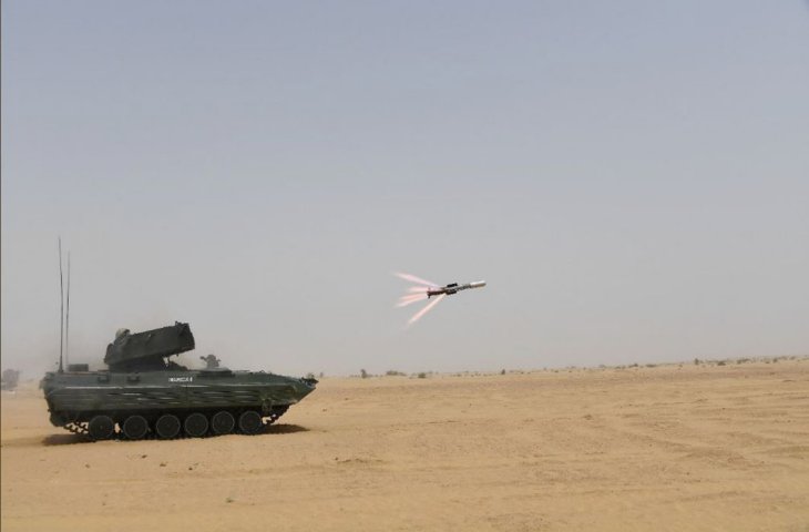 A Nag ATGM being launched from a NAMICA vehicle during trials conducted between 7 and 18 July at Pokhran. The Nag is ready to enter series production, according to the Indian MoD. (Via DRDO )