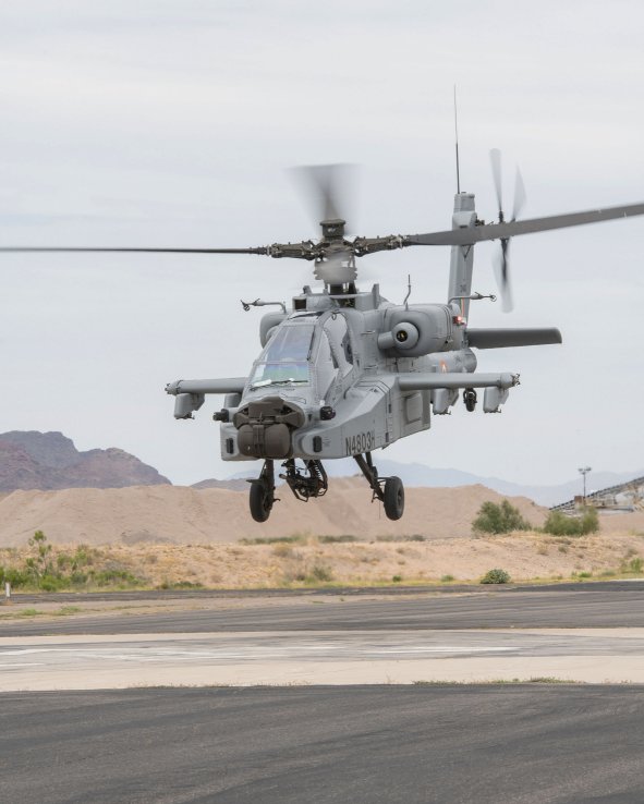 An IAF Apache Guardian attack helicopter conducting flight manoeuvres at the Boeing production facility in Mesa, Arizona. The first four Apache Guardians for the IAF arrived in India on 27 July. (IAF)