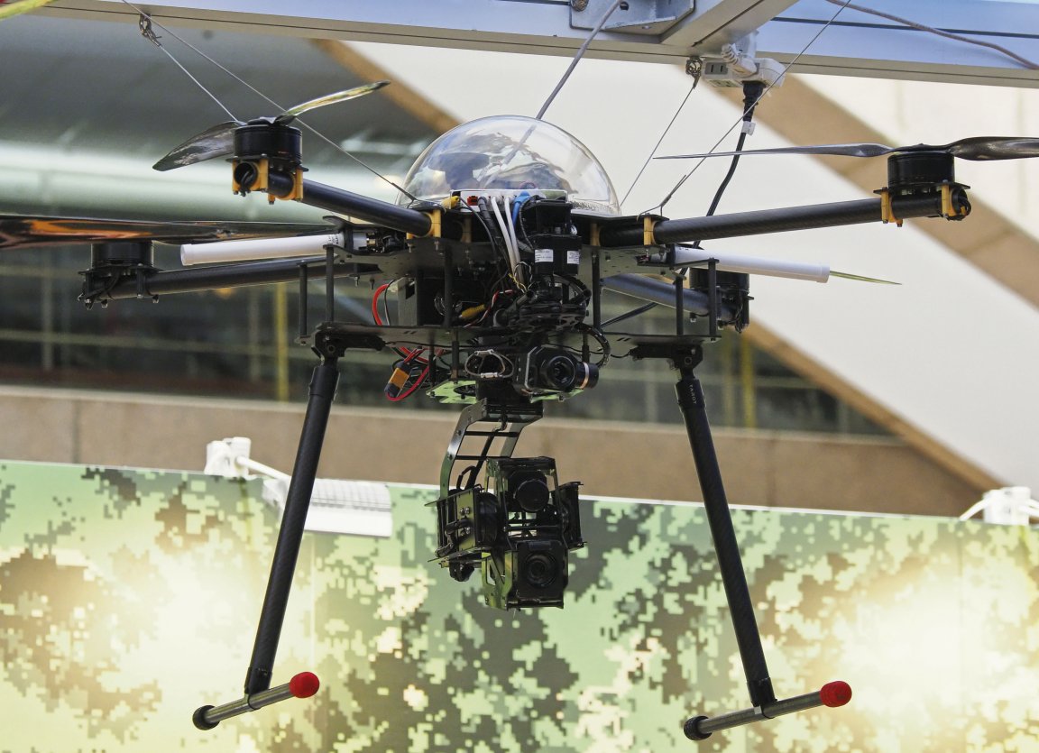 The quadrotor UAV Patrolling System is designed to perform autonomous patrol and surveillance. (IHS Markit/Kelvin Wong)