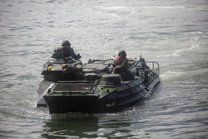 
        Philippine and US marines drive a Philippine assault amphibious vehicle onto BRP
        Davao Del Sur
        (LD-602) in Subic Bay, Philippines, in late-August.
       (USMC)