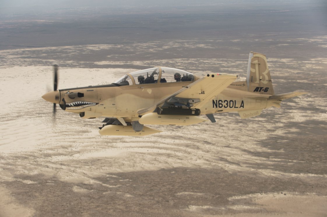 The Beechcraft AT-6B Wolverine is an example of a light attack aircraft that could be acquired by the US Air Force. (US Air Force)