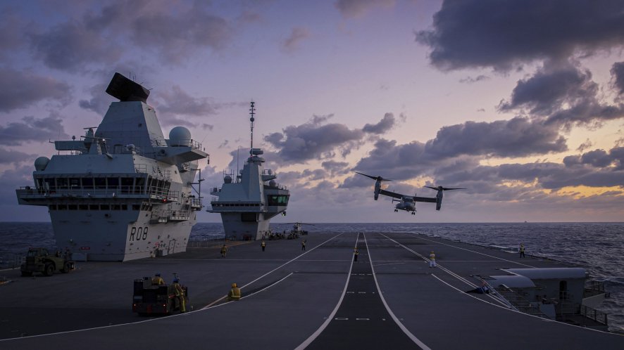 The RN has been anxious to further MV-22 integration on the QEC ships to establish the Osprey as a credible maritime intra-theatre lift solution. (Royal Navy/Crown Copyright)