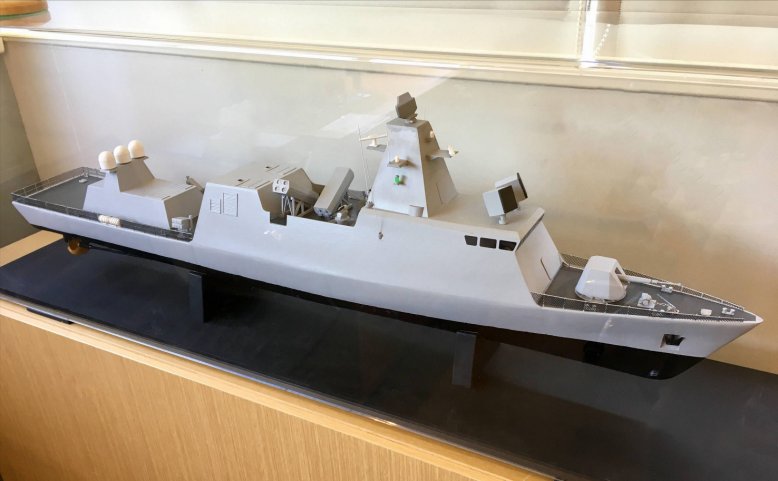 A model of Israel Shipyards’ Sa’ar S-72 vessel. (IHS Markit/Dan Wasserbly)