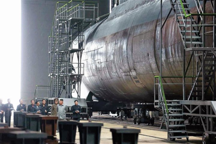 North Korea released partial images in July of what it described as a “newly built” submarine. KCNA reported at the time that the submarine’s operational deployment in the East Sea/Sea of Japan was “near at hand”. (KCNA)