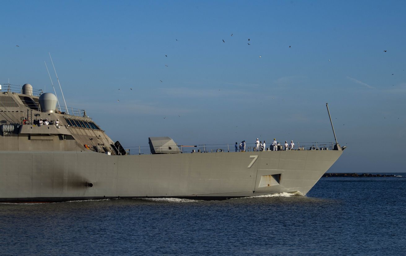 
        The Freedom-variant Littoral Combat Ship USS
        Detroit
        (LCS 7) departs Naval Station Mayport, Florida.
       (US Navy)