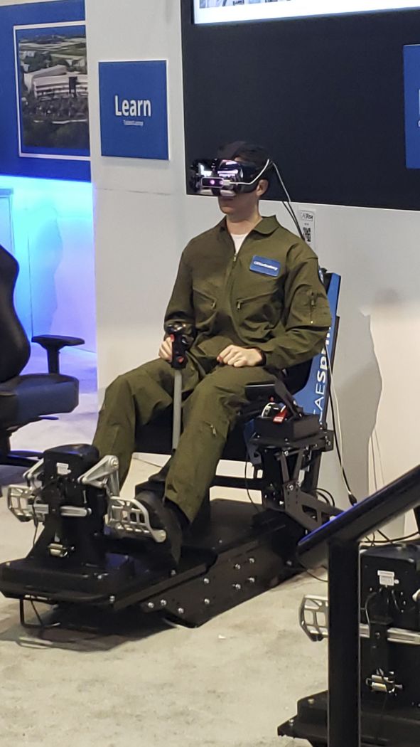 CAE's recently launched Sprint VR trainer is part of the company's TRAX Academy training continuum. The subproblems in this solicitation that CAE is addressing with the overall TRAX Academy are simulation environment, AI flight instructor, learning management system, and the cockpit environment solution. (CAE)