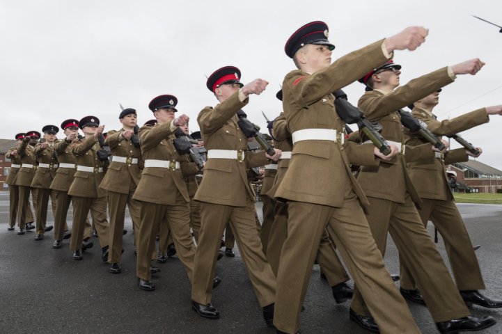 Recruits taking part in a graduation parade at the Army Foundation College in Harrogate. (British Army/UK MoD)