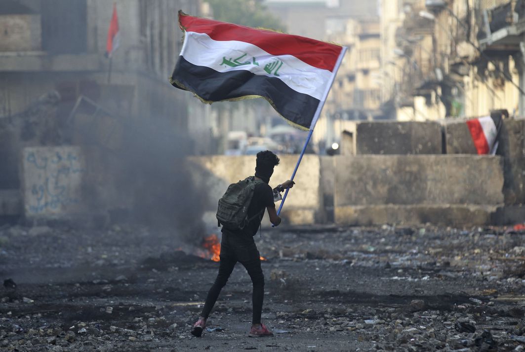 An anti-government protester in the Iraqi capital Baghdad in November 2019.  (Getty Images)