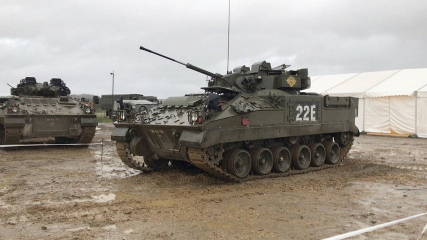 A remotely operated Warrior fitted with the Marionette system was demonstrated at the Salisbury Plain Training Area during the Autonomous Warrior 2018 Army Warfighting Experiment (AWE18). (Janes/Melanie Rovery)